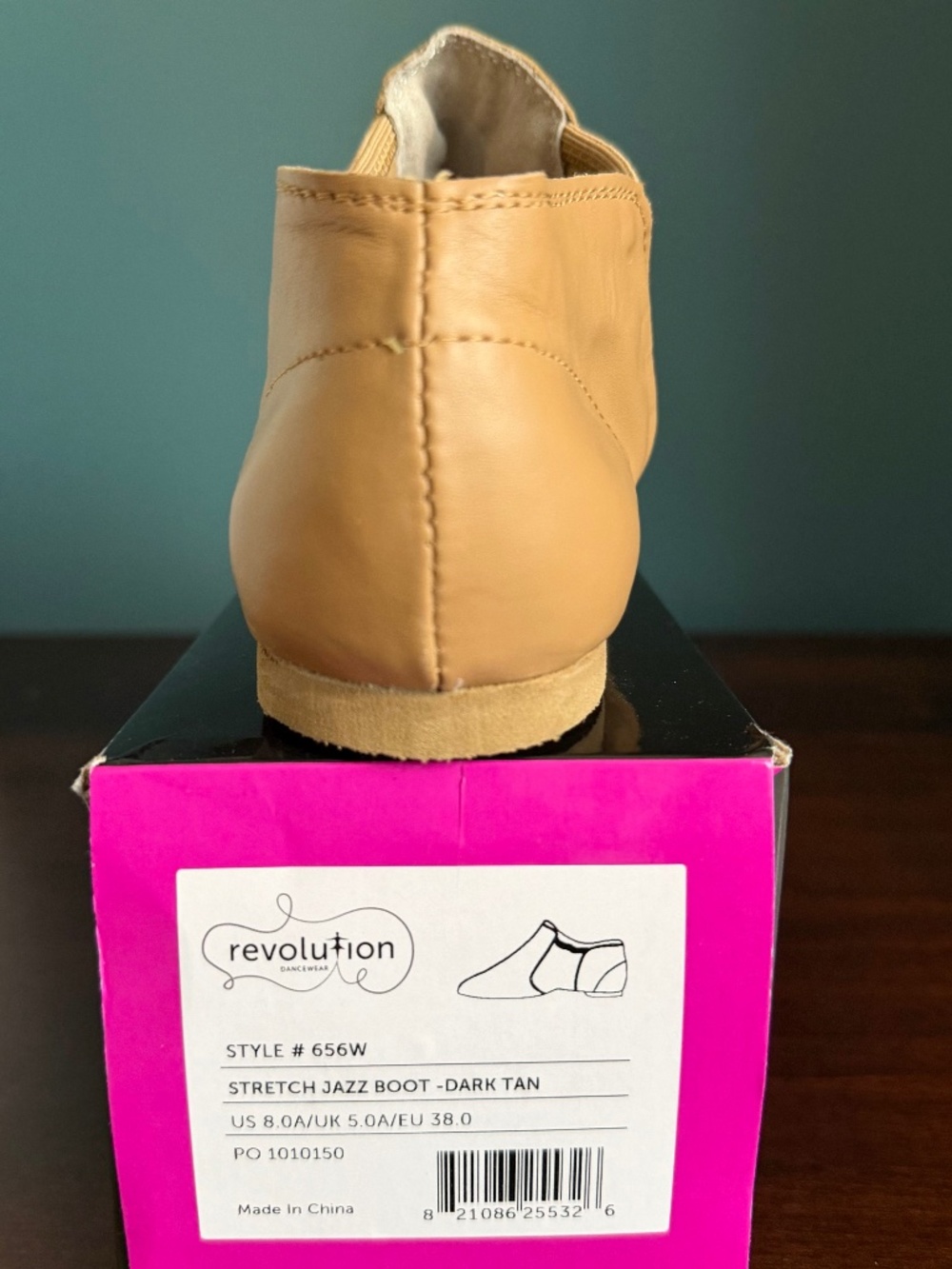 NIB Revolution Stretch Jazz Boot Dark Tan Style 656W Women's Size 8